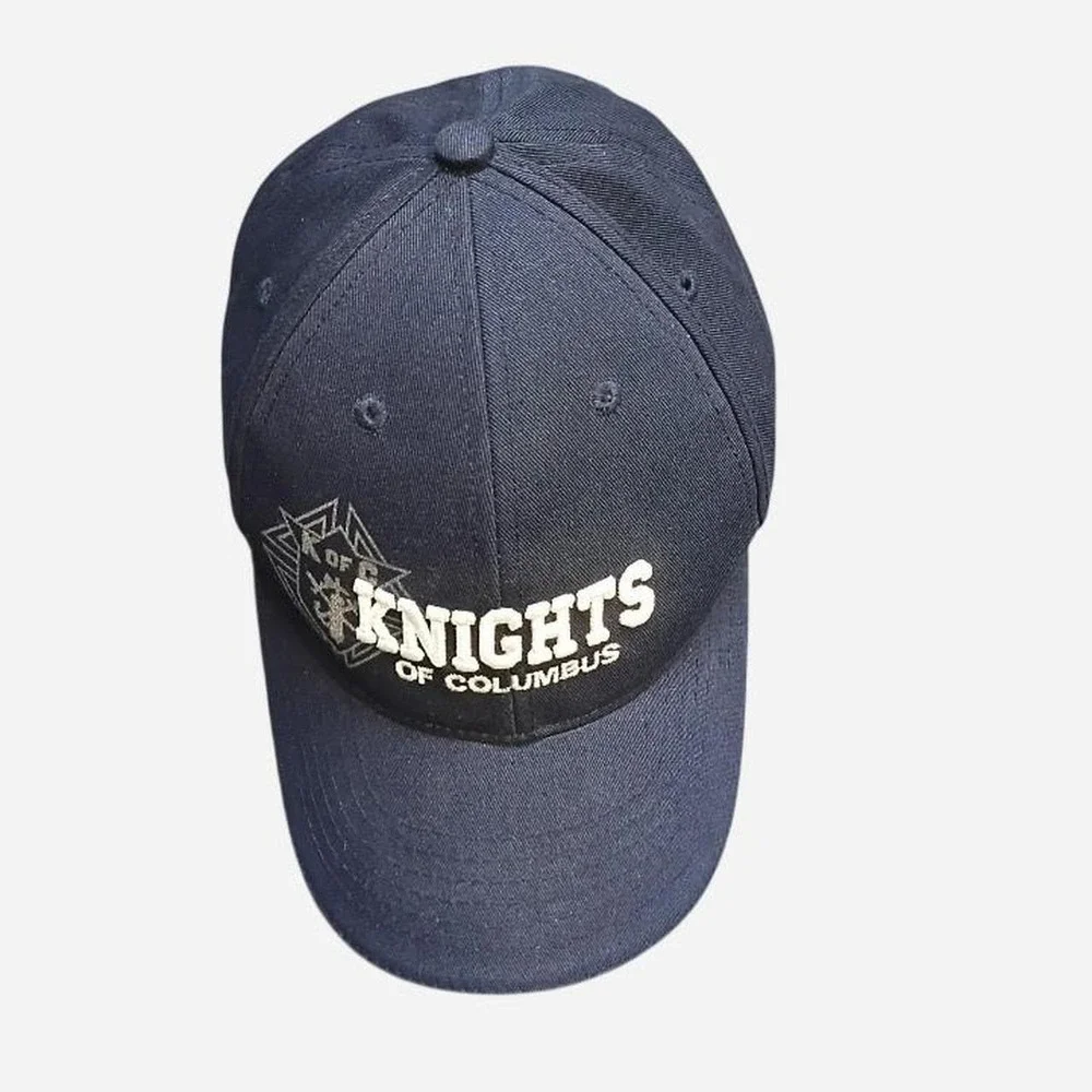 Navy Blue Knights Of Columbus Baseball Cap With White Text And Logo OSFM